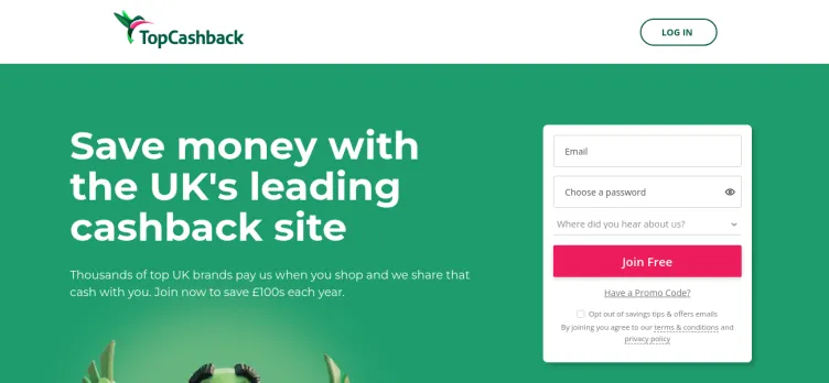 Screenshot TopCashBack.co.uk