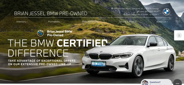 Screenshot Brian Jessel BMW Pre-owned