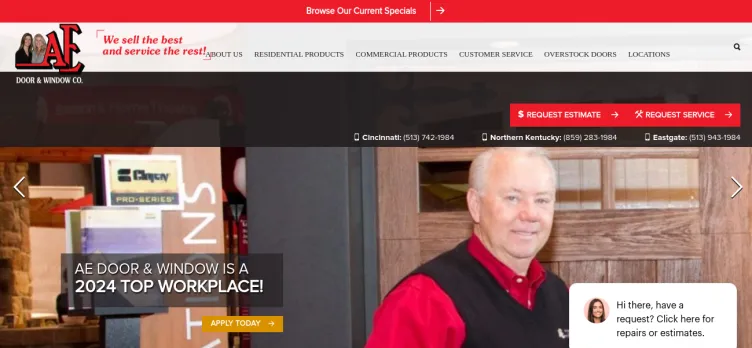 Screenshot A-E Door & Window Sales & Service