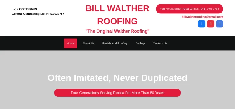 Screenshot Bill Walther Construction & Roofing