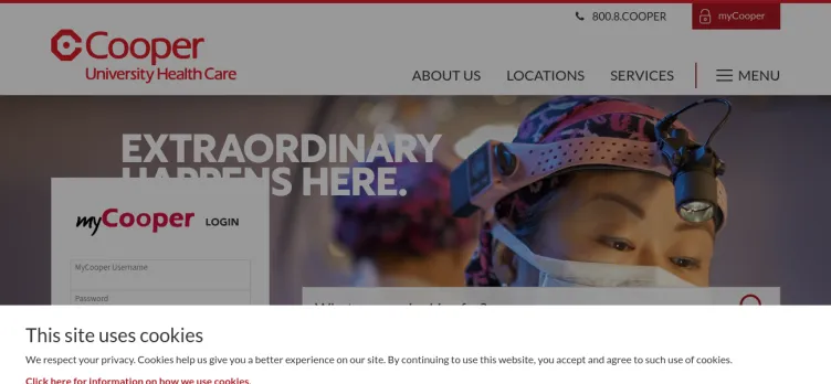 Screenshot Cooper University Health Care