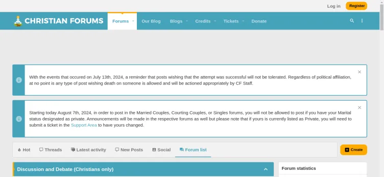Screenshot Christian Forums