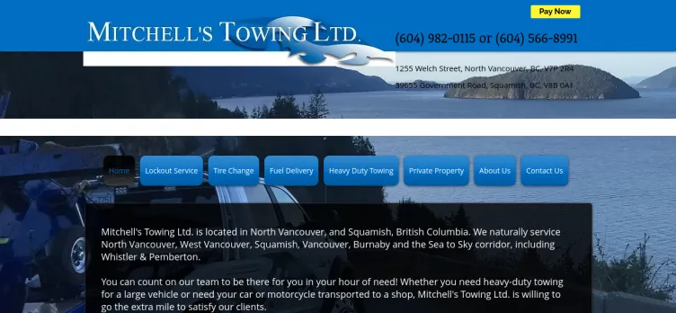 Screenshot Mitchell's Towing