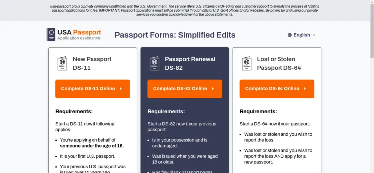 Screenshot USA Passport