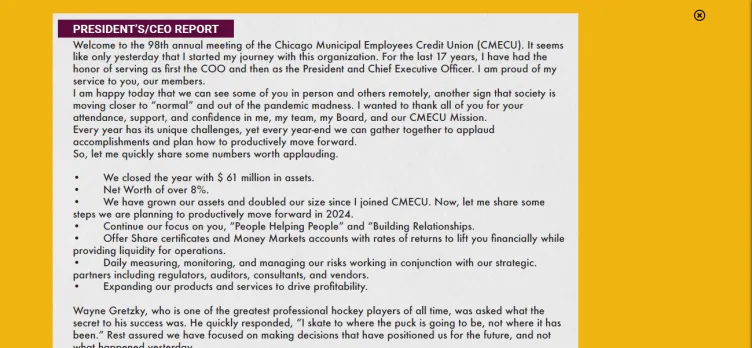 Screenshot Chicago Municipal Employees Credit Union