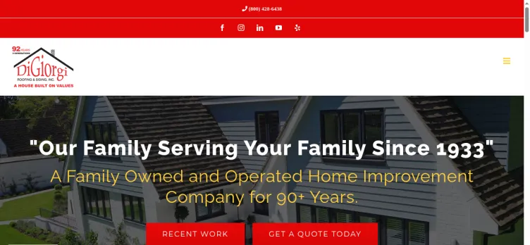 Screenshot DiGiorgi Roofing & Siding