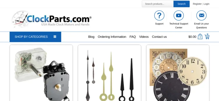 Screenshot ClockParts.com