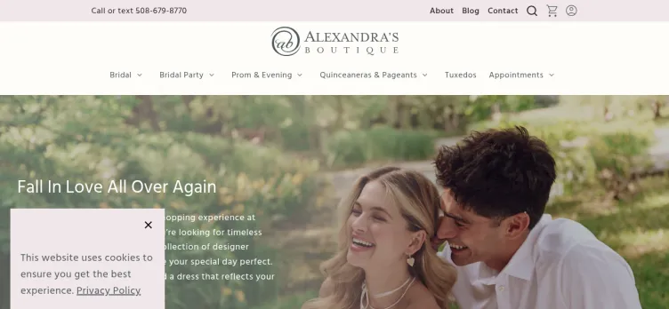 Screenshot Alexandra's Bridal Boutique