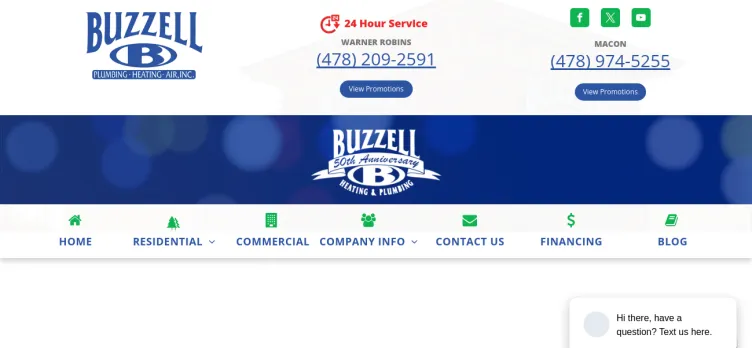 Screenshot Buzzell Plumbing, Heating & A/C