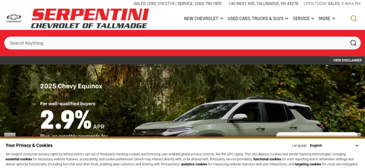 Screenshot Serpentini Chevrolet Tallmadge