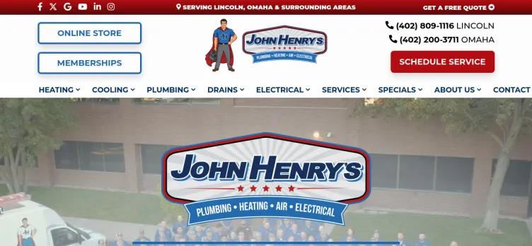 Screenshot John Henry's Plumbing, Heating and Air