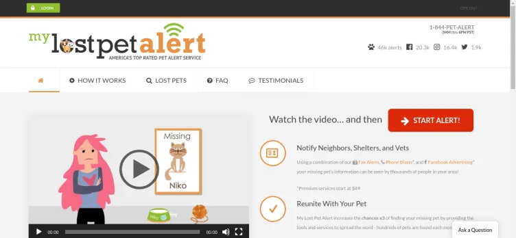 Screenshot MyLostPetAlert