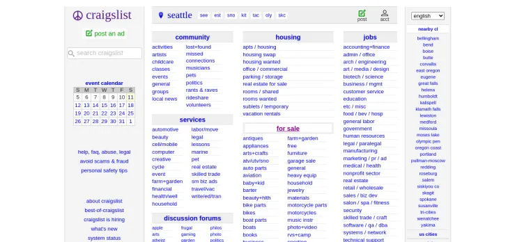 Screenshot Seattle.craigslist.org