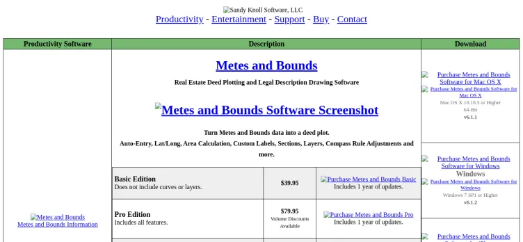 Screenshot Metes and Bounds Basic
