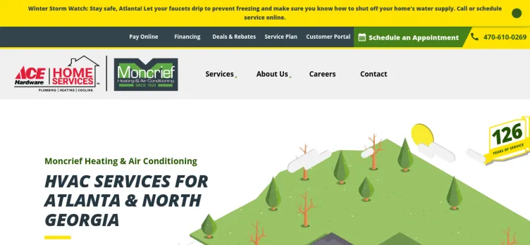 Screenshot Moncrief Heating & Air Conditioning