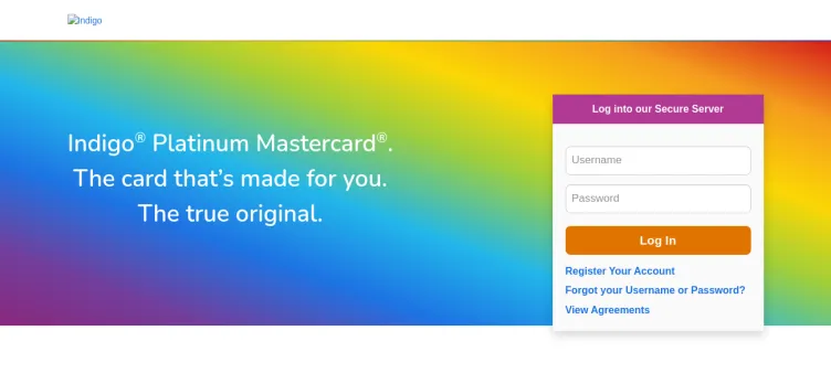 Screenshot Indigo Platinum MasterCard