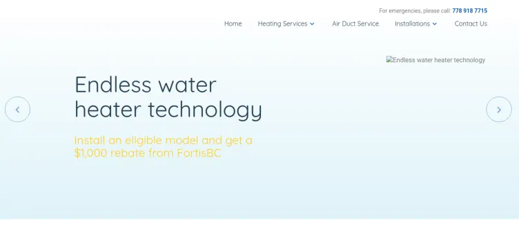 Screenshot Pacific Coast Heating Services