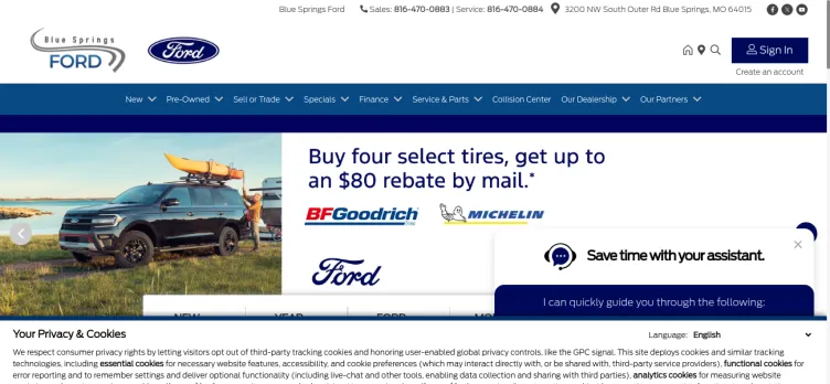 Screenshot Blue Springs Ford Sales