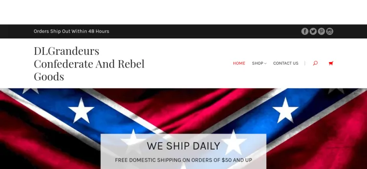 Screenshot DL Grandeurs Confederate & Rebel Goods