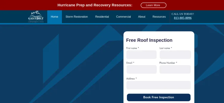 Screenshot Gale Force Roofing and Restoration