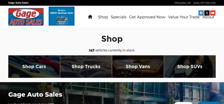 Screenshot Gage Auto Sales