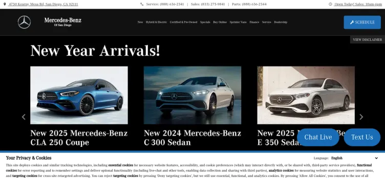 Screenshot Mercedes Benz of San Diego