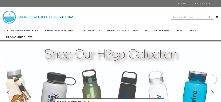 Screenshot WaterBottles.com