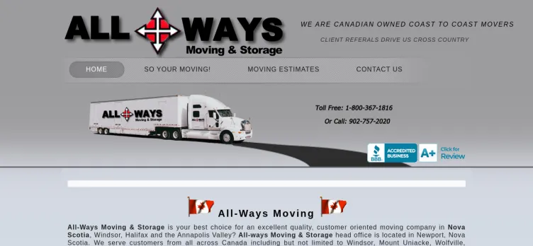 Screenshot All-Ways Moving and Storage