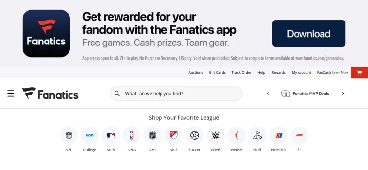 Screenshot CollegeFootballStore