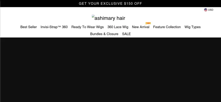 Screenshot Ashimary Hair Official Website