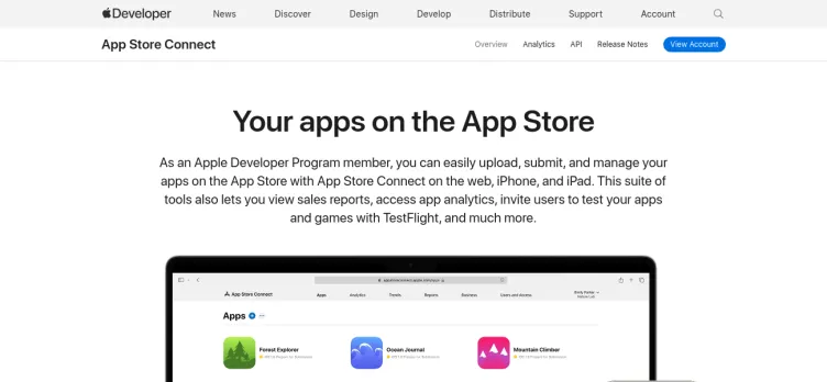 Screenshot App Store Connect