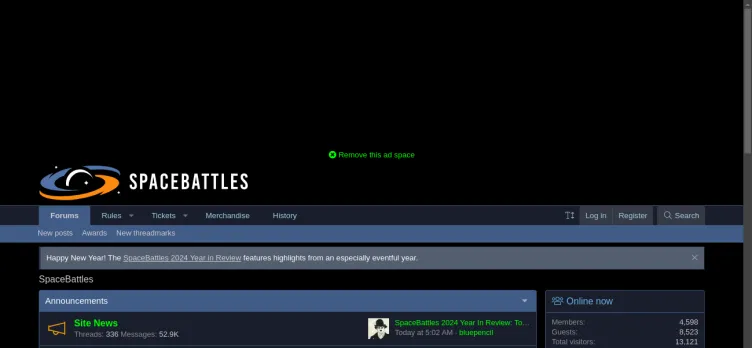 Screenshot SpaceBattles.com