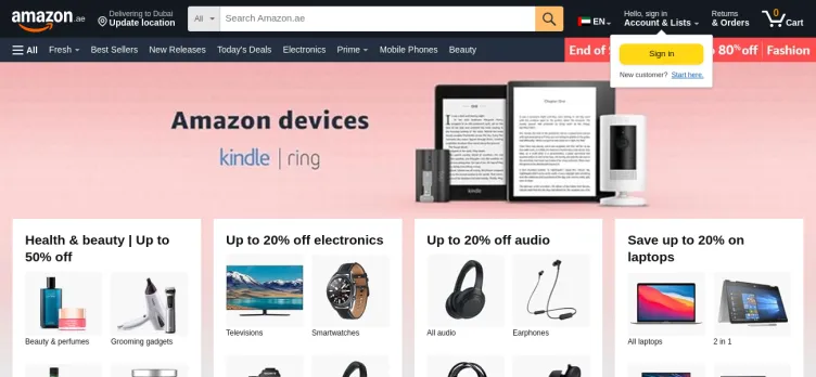 Screenshot Amazon AE