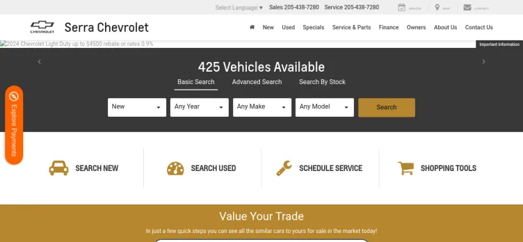 Screenshot Serra Chevrolet