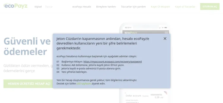 Screenshot ecoPayz