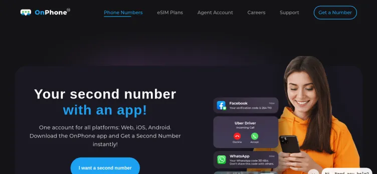 Screenshot OnPhone - Second Phone Number