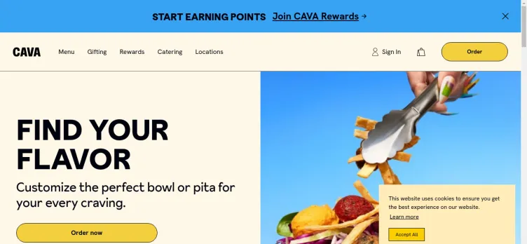 Screenshot CAVA | Order Online