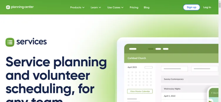 Screenshot Planning Center Services