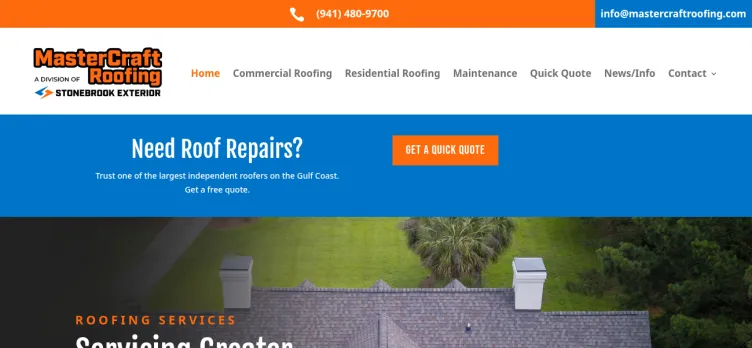 Screenshot MasterCraft Roofing