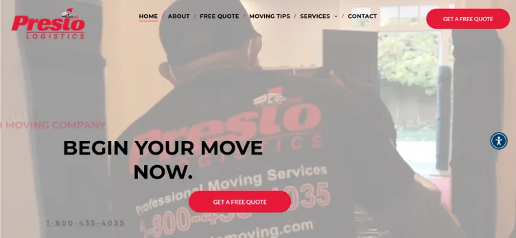 Screenshot Presto Logistics