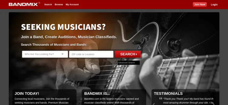Screenshot BandMix.com