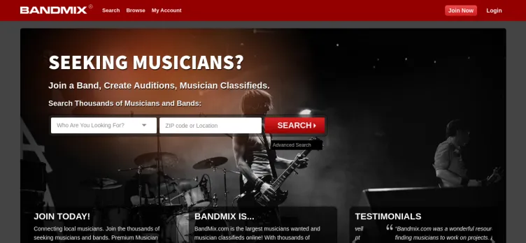 Screenshot BandMix.com