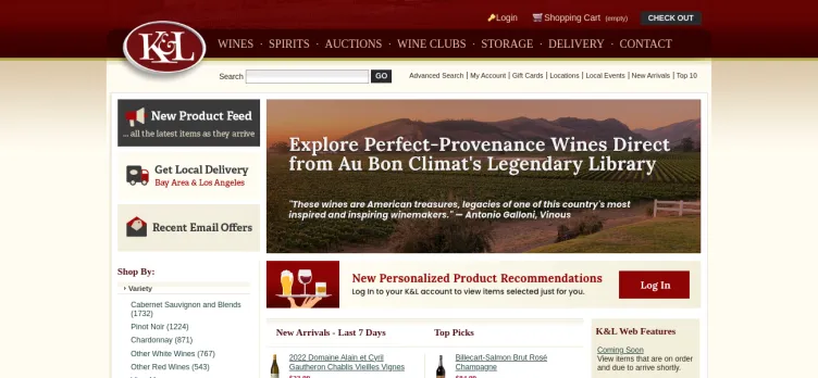 Screenshot K&L Wines