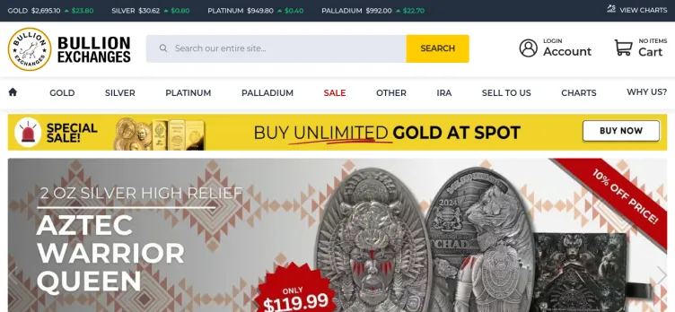 Screenshot Bullion Exchanges