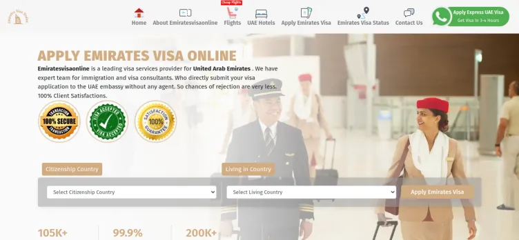 Screenshot Apply Emirates Visa Online