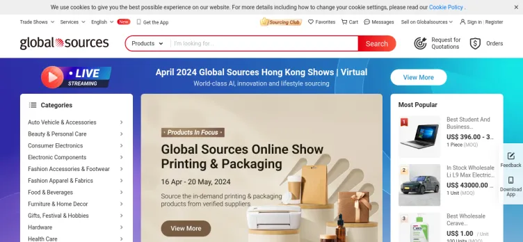Screenshot Global Sources