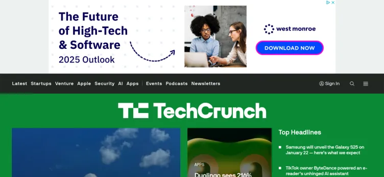 Screenshot TechCrunch