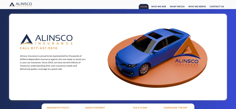 Screenshot Alinsco - Auto Insurance