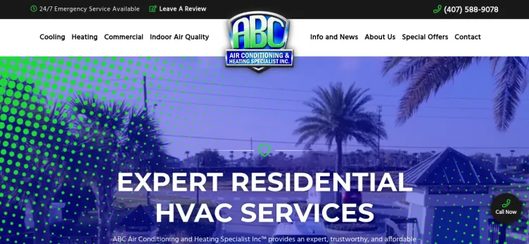 Screenshot ABC Air Conditioning & Heating Specialist