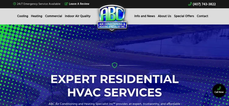 Screenshot ABC Air Conditioning & Heating Specialist